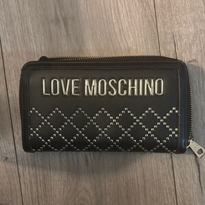 Love Moschino Black and Silver Quilted Wallet